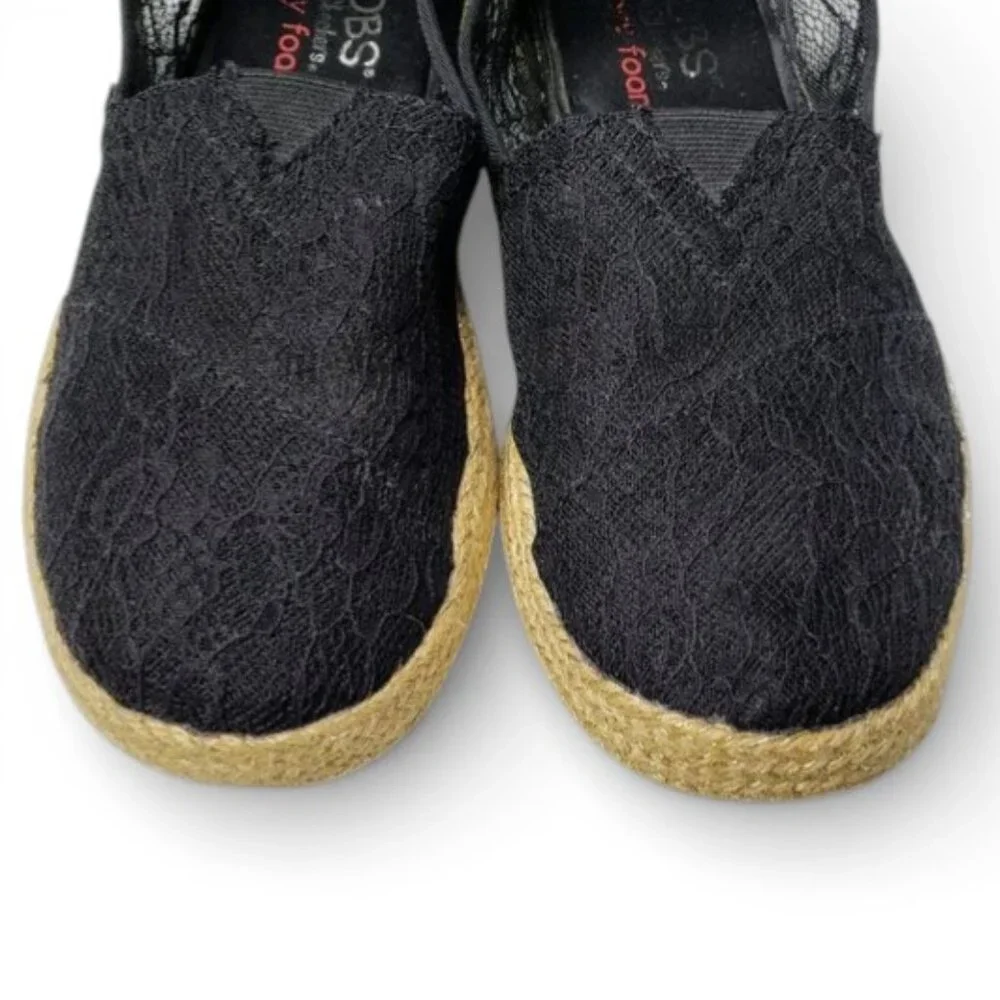Skechers Bobs Floral Mesh‎ See Through Top Slip On Espadrille Shoe 7.5